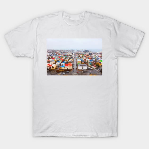 Reykjavik rooftop landscape T-Shirt by GrahamPrentice